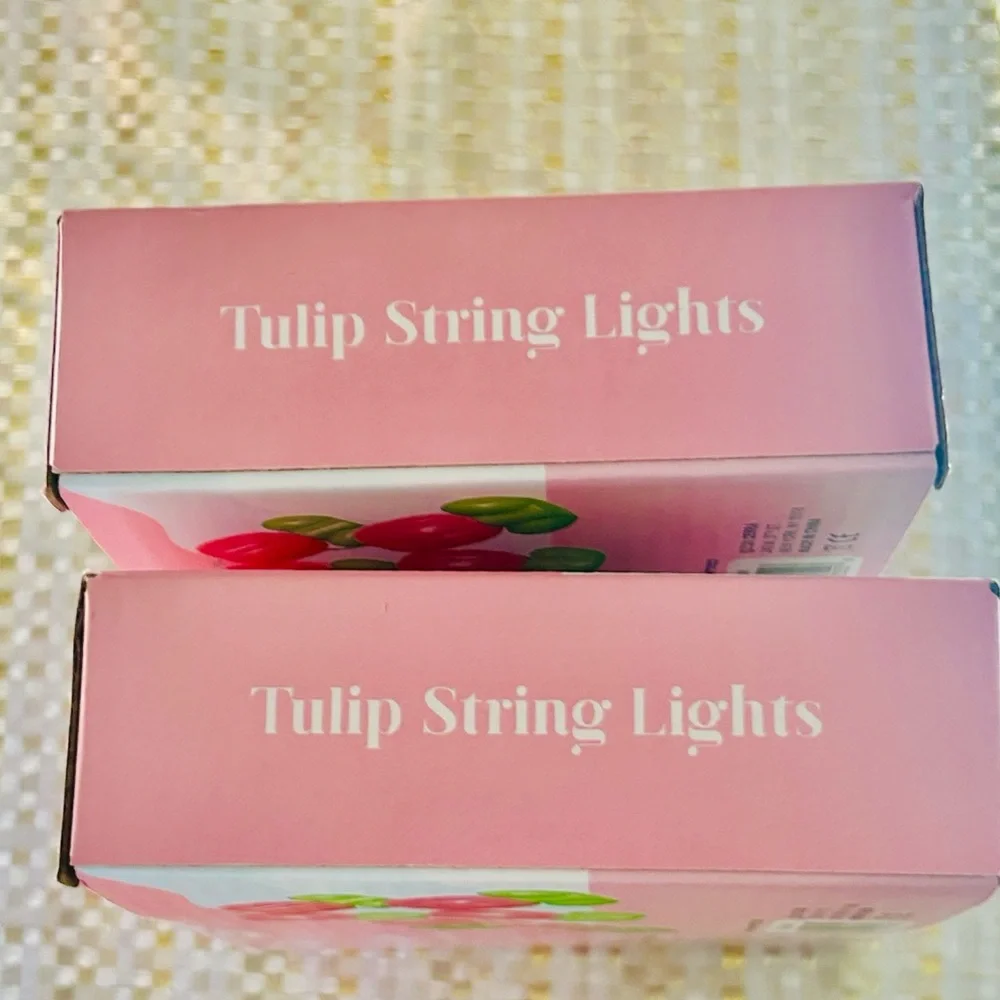 Pink Spring Tulip Flower Shaped String Lights 6ft Battery Operated Indoor Use
